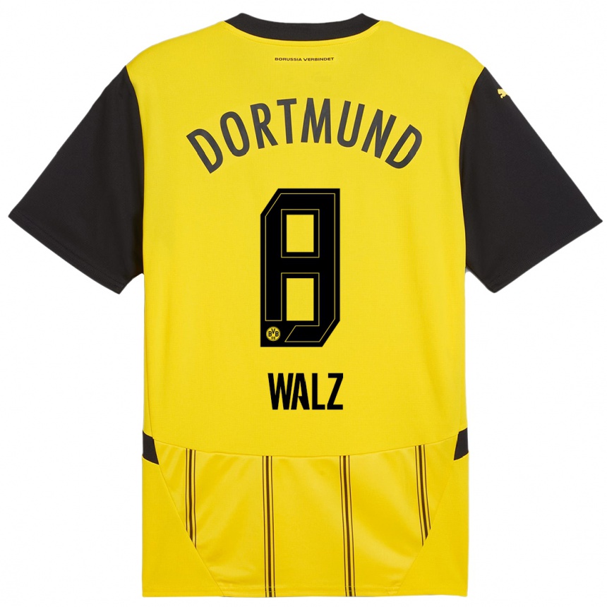 Niño Fútbol Camiseta Vasco Walz #8 Amarillo Negro 1ª Equipación 2024/25 México