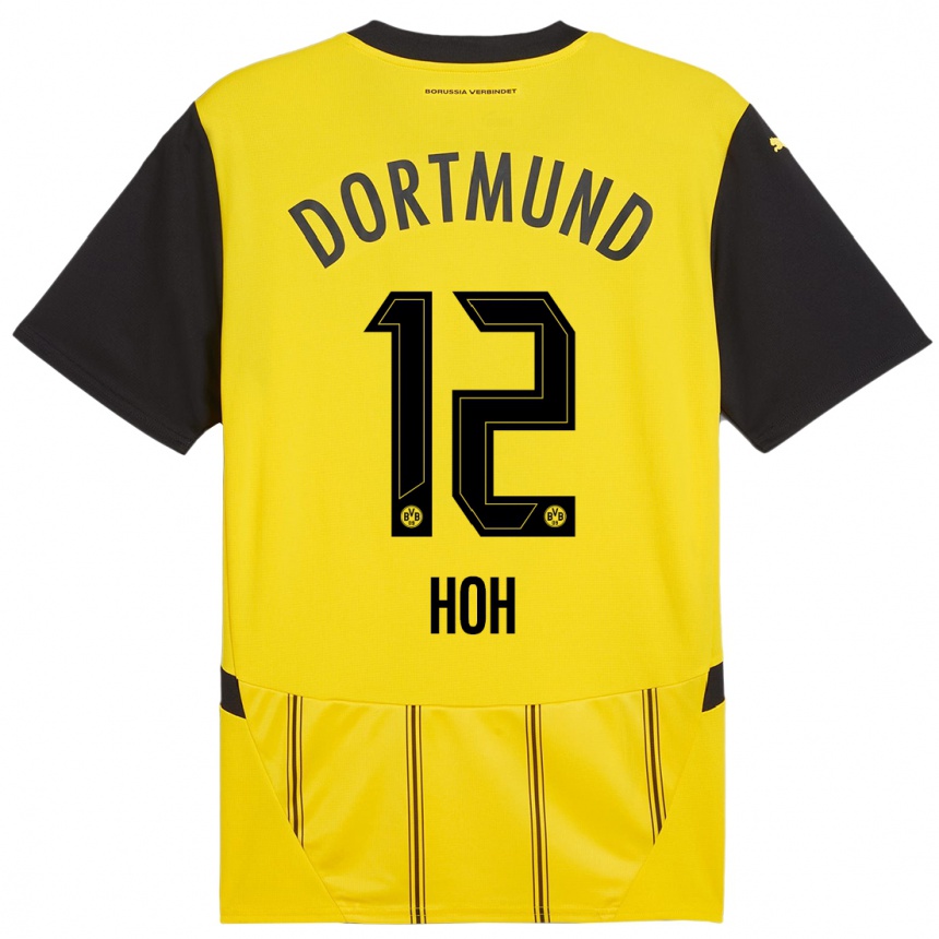 Niño Fútbol Camiseta Hendrik Hoh #12 Amarillo Negro 1ª Equipación 2024/25 México