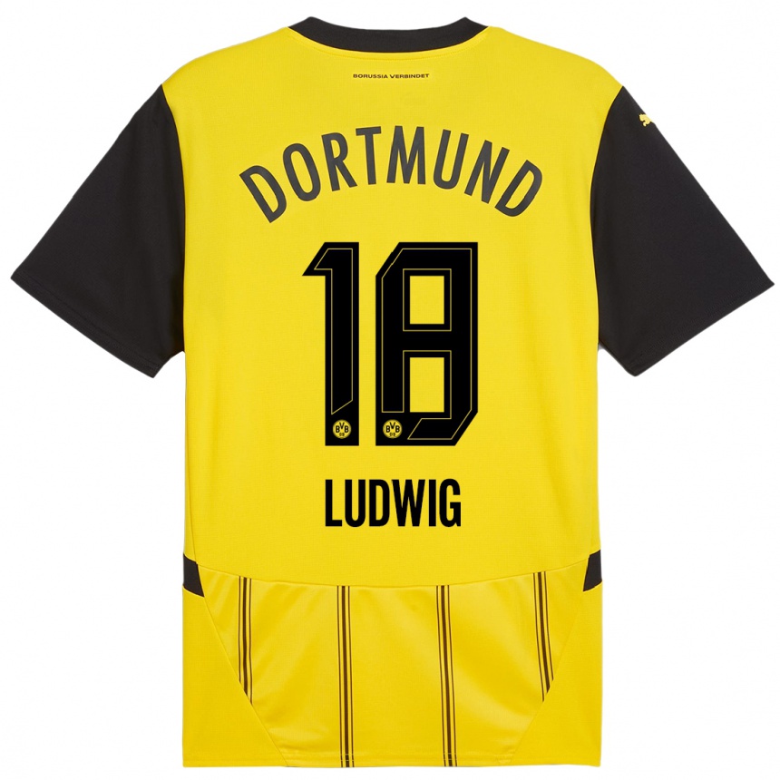 Niño Fútbol Camiseta Michel Ludwig #18 Amarillo Negro 1ª Equipación 2024/25 México