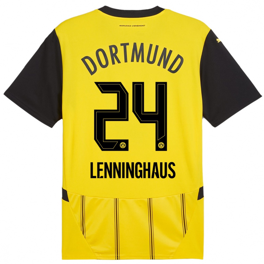 Niño Fútbol Camiseta Mika Lenninghaus #24 Amarillo Negro 1ª Equipación 2024/25 México