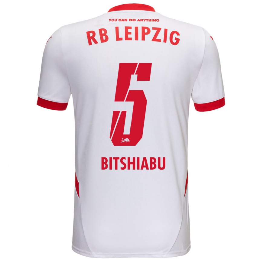 Niño Fútbol Camiseta El Chadaille Bitshiabu #5 Blanco Rojo 1ª Equipación 2024/25 México