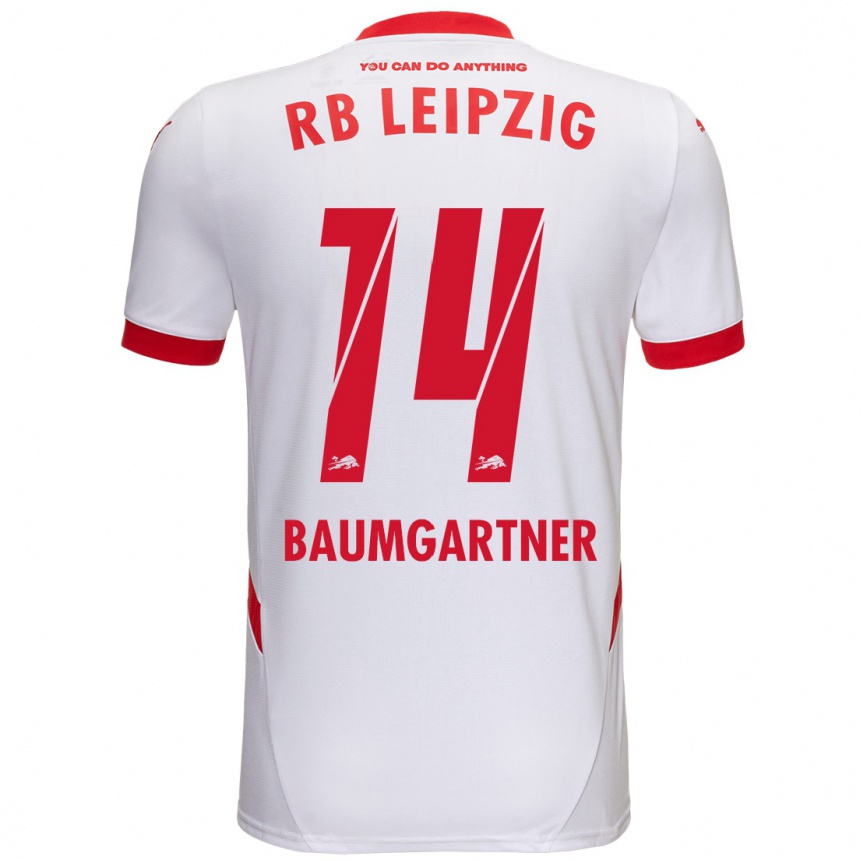 Niño Fútbol Camiseta Christoph Baumgartner #14 Blanco Rojo 1ª Equipación 2024/25 México