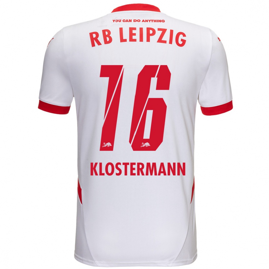 Niño Fútbol Camiseta Lukas Klostermann #16 Blanco Rojo 1ª Equipación 2024/25 México