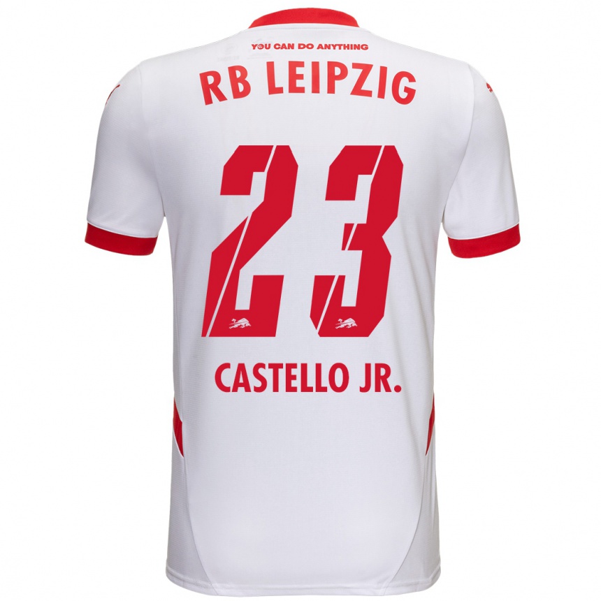 Niño Fútbol Camiseta Castello Lukeba #23 Blanco Rojo 1ª Equipación 2024/25 México