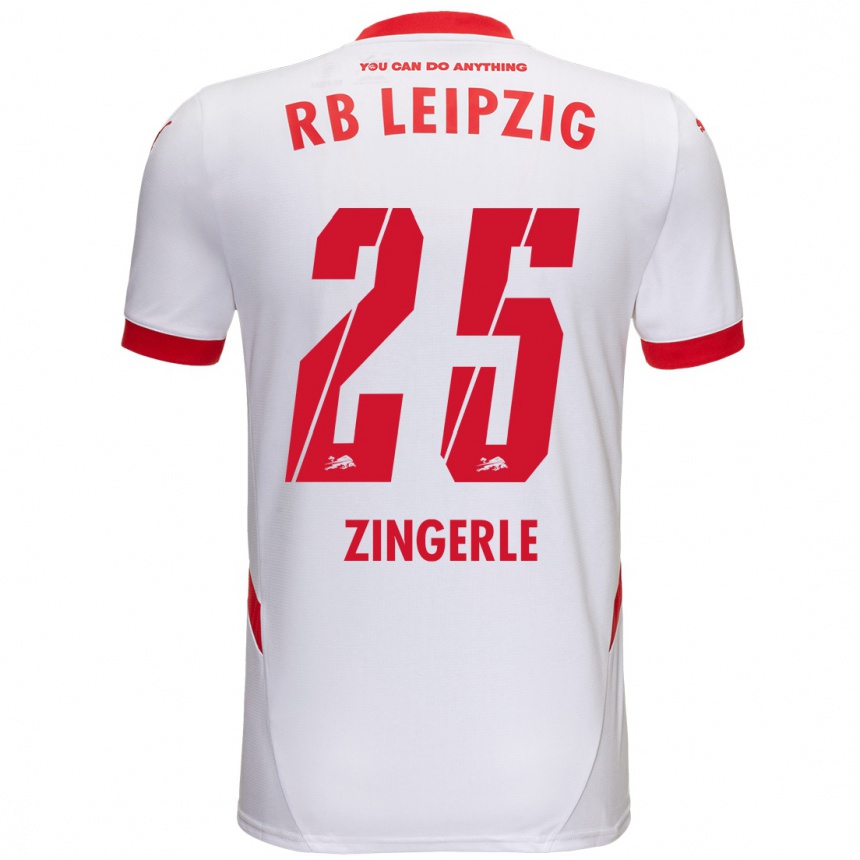 Niño Fútbol Camiseta Leopold Zingerle #25 Blanco Rojo 1ª Equipación 2024/25 México