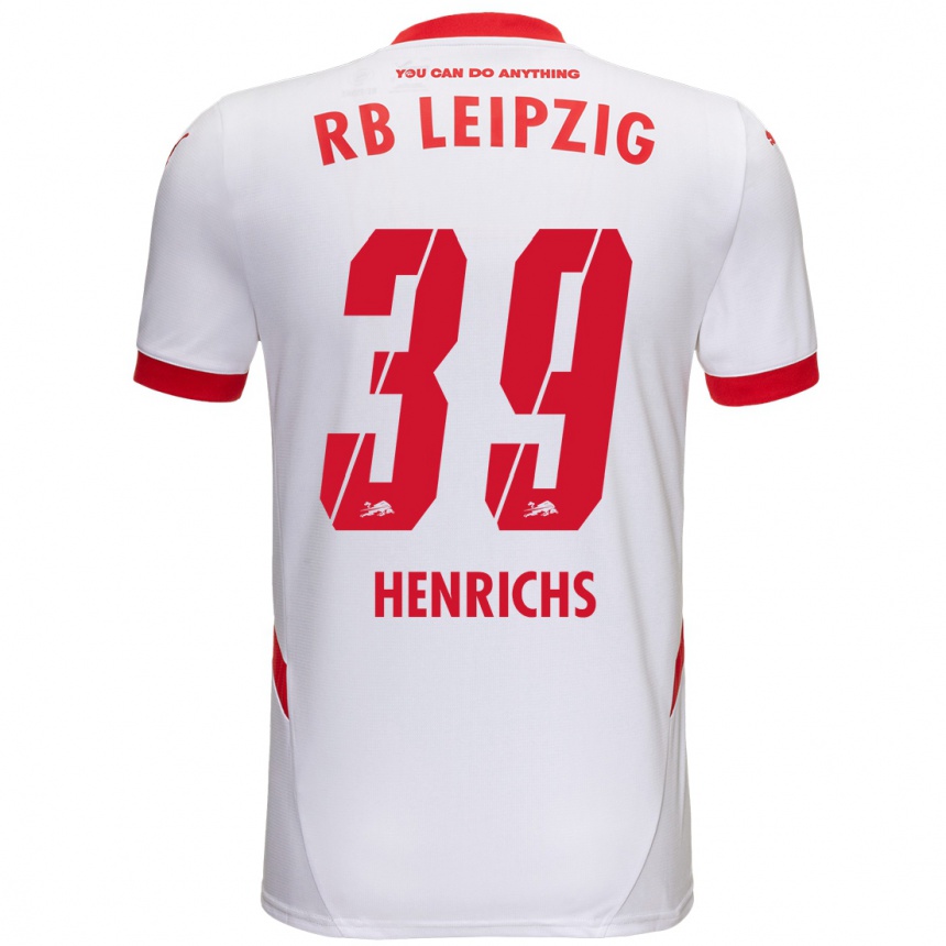 Niño Fútbol Camiseta Benjamin Henrichs #39 Blanco Rojo 1ª Equipación 2024/25 México