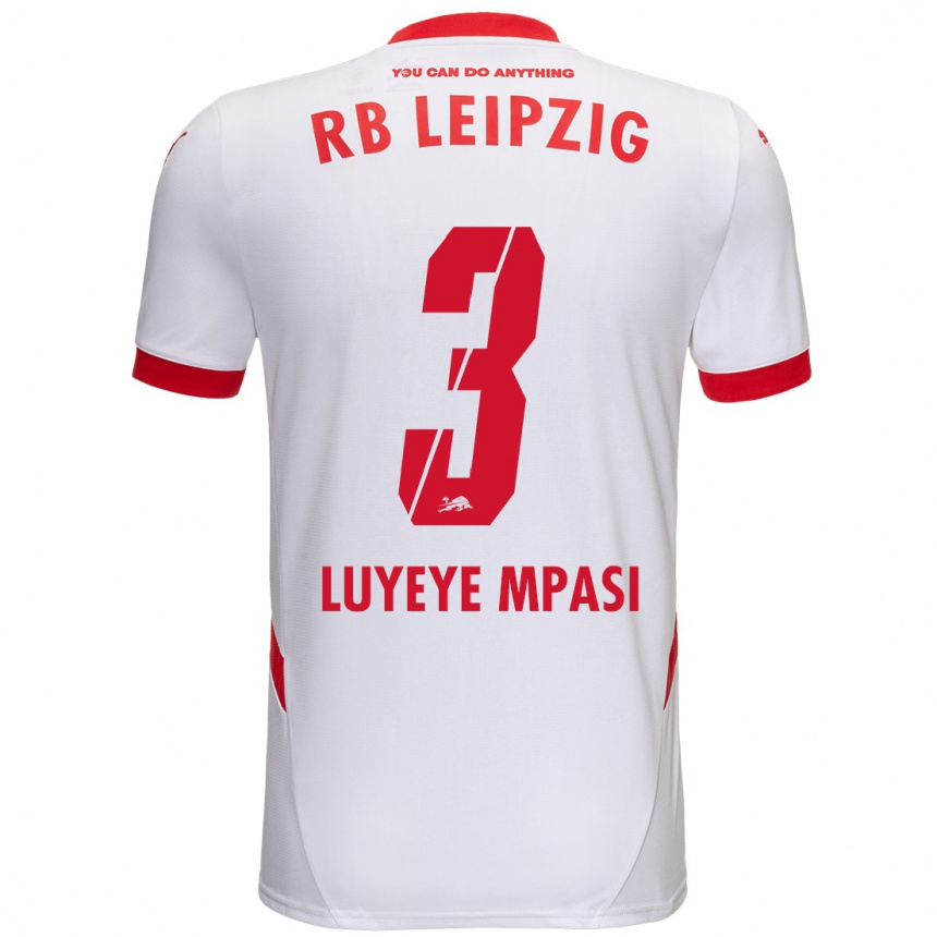 Niño Fútbol Camiseta Seal Luyeye Mpasi #3 Blanco Rojo 1ª Equipación 2024/25 México