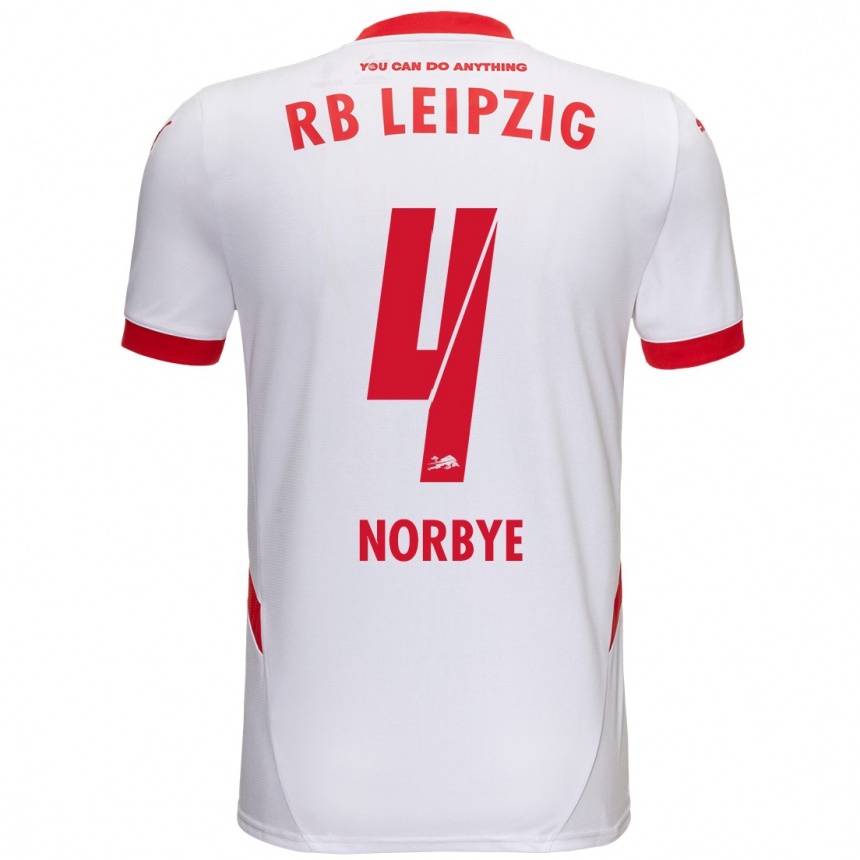 Niño Fútbol Camiseta Jonathan Norbye #4 Blanco Rojo 1ª Equipación 2024/25 México