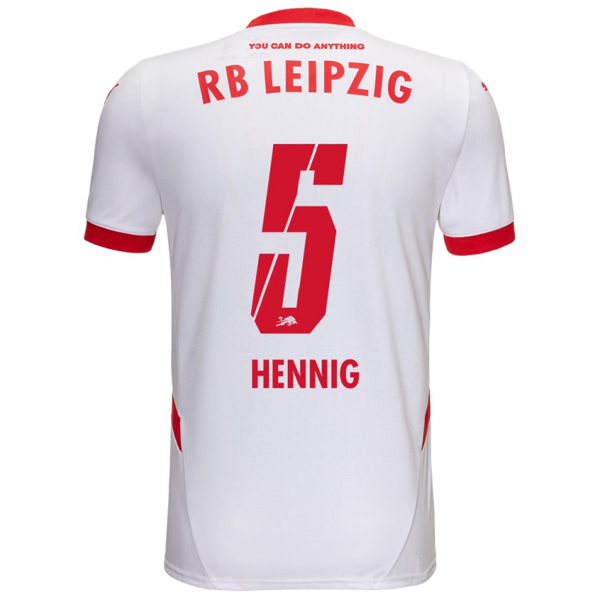 Niño Fútbol Camiseta Lenny Hennig #5 Blanco Rojo 1ª Equipación 2024/25 México