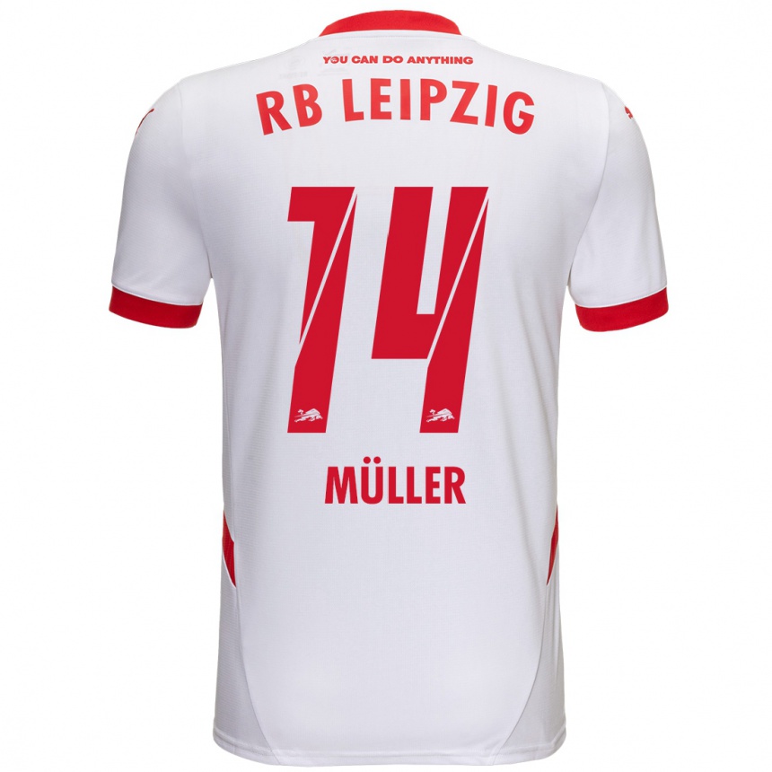 Niño Fútbol Camiseta Hannes Müller #14 Blanco Rojo 1ª Equipación 2024/25 México