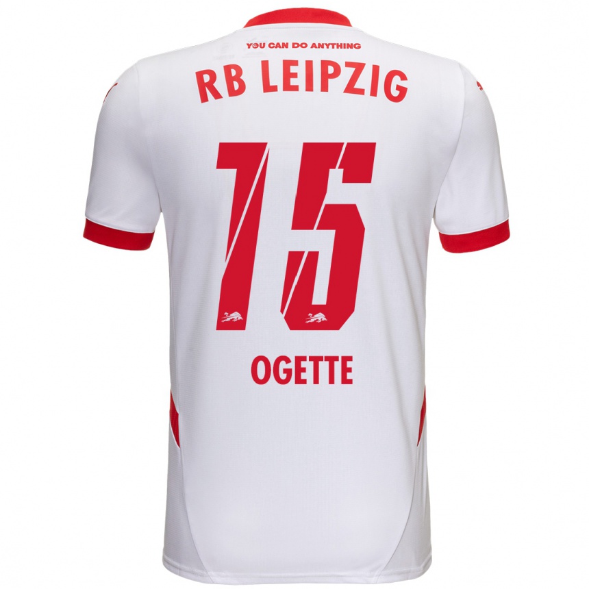 Niño Fútbol Camiseta Israel Ogette #15 Blanco Rojo 1ª Equipación 2024/25 México