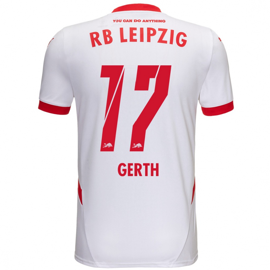 Niño Fútbol Camiseta Amos Gerth #17 Blanco Rojo 1ª Equipación 2024/25 México