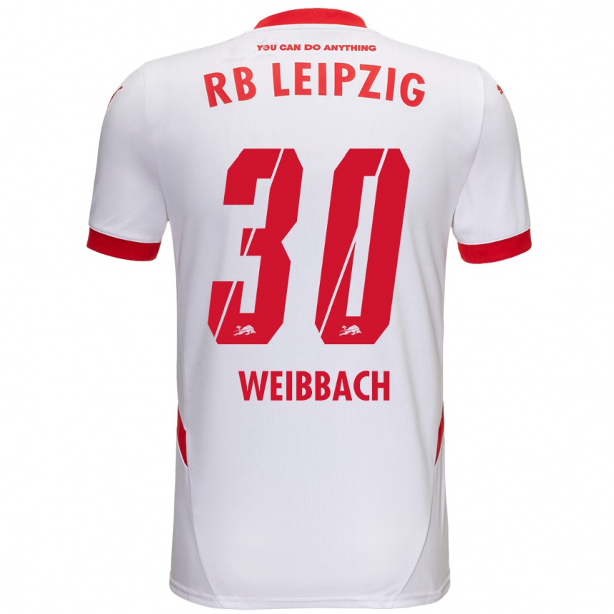 Niño Fútbol Camiseta Noah Weißbach #30 Blanco Rojo 1ª Equipación 2024/25 México