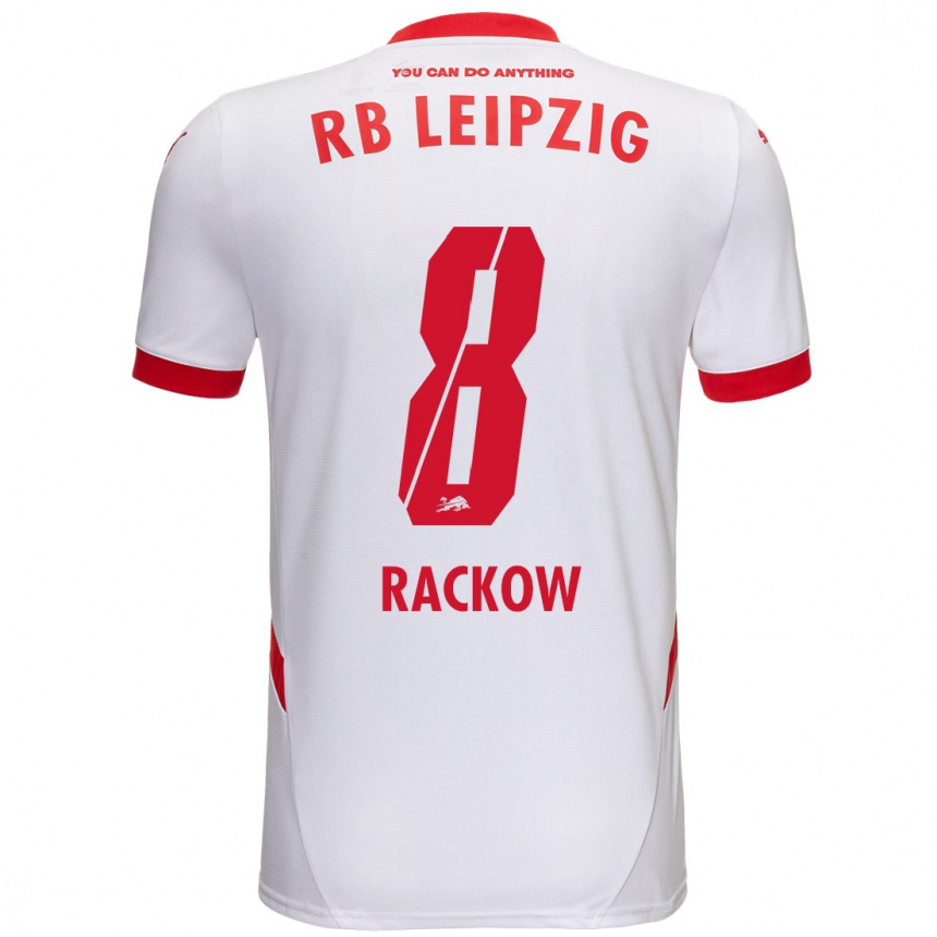 Niño Fútbol Camiseta Gianna Rackow #8 Blanco Rojo 1ª Equipación 2024/25 México