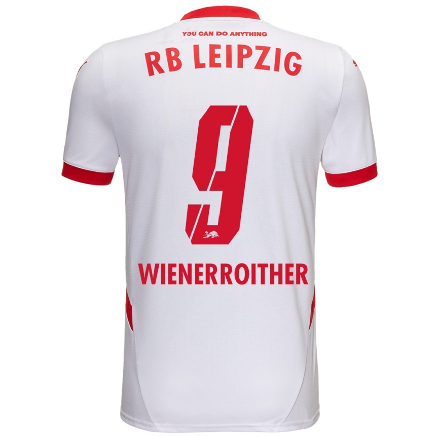 Niño Fútbol Camiseta Katja Wienerroither #9 Blanco Rojo 1ª Equipación 2024/25 México