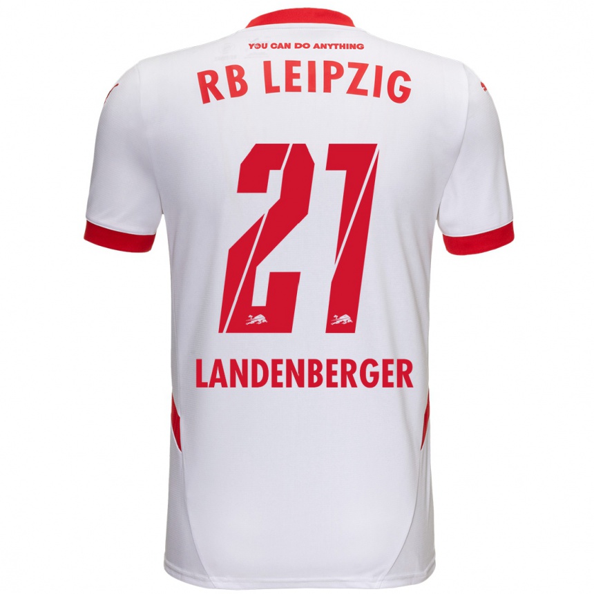 Niño Fútbol Camiseta Julia Landenberger #21 Blanco Rojo 1ª Equipación 2024/25 México