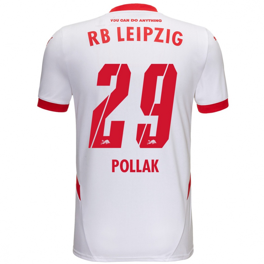 Niño Fútbol Camiseta Julia Pollak #29 Blanco Rojo 1ª Equipación 2024/25 México