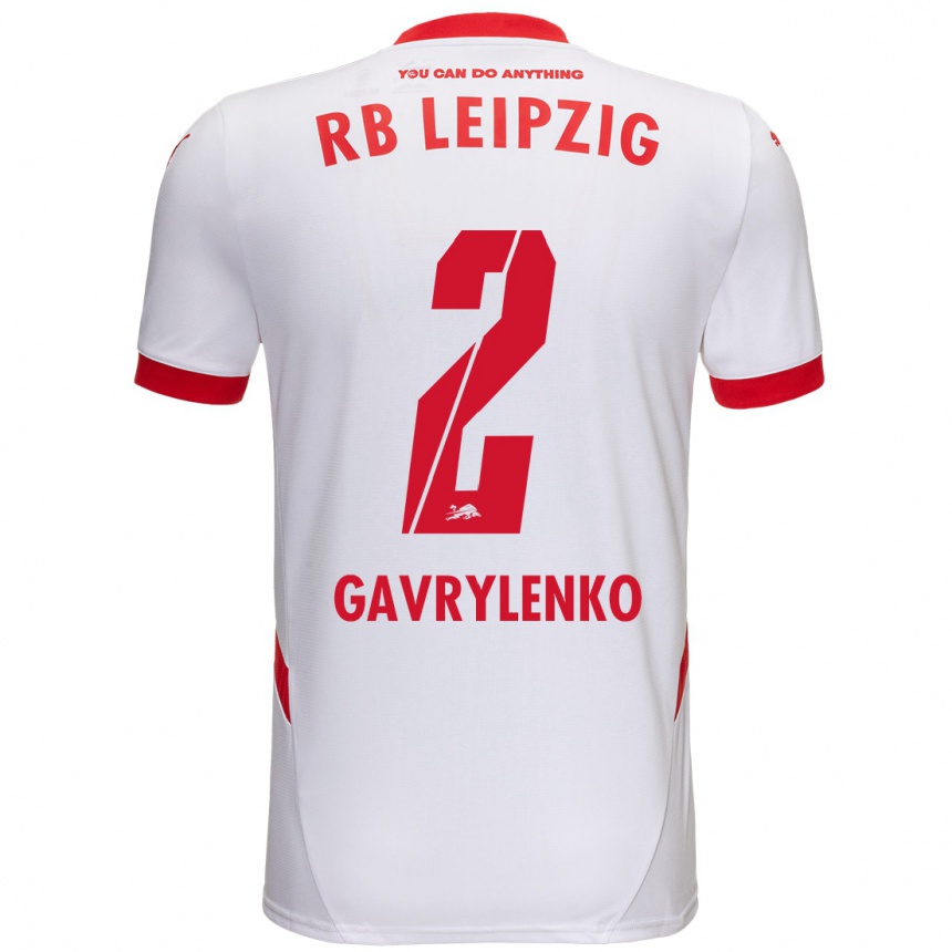 Niño Fútbol Camiseta Oleksandr Gavrylenko #2 Blanco Rojo 1ª Equipación 2024/25 México