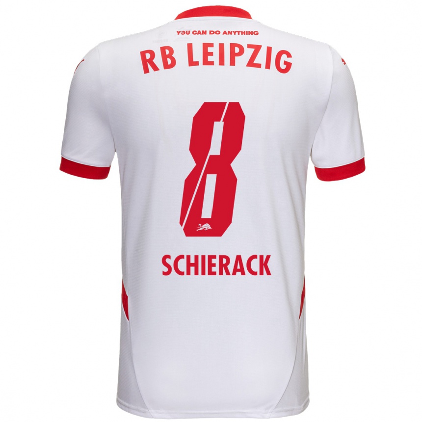 Niño Fútbol Camiseta Simon Schierack #8 Blanco Rojo 1ª Equipación 2024/25 México