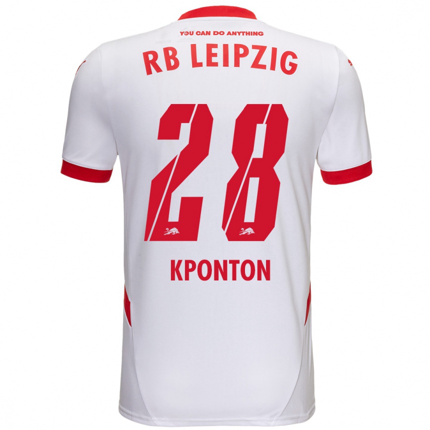 Niño Fútbol Camiseta Marwan Kponton #28 Blanco Rojo 1ª Equipación 2024/25 México