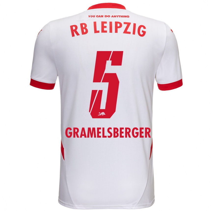 Niño Fútbol Camiseta Lennert Gramelsberger #5 Blanco Rojo 1ª Equipación 2024/25 México