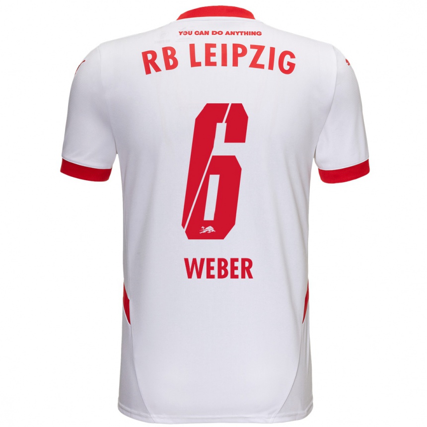 Niño Fútbol Camiseta Samuel Weber #6 Blanco Rojo 1ª Equipación 2024/25 México