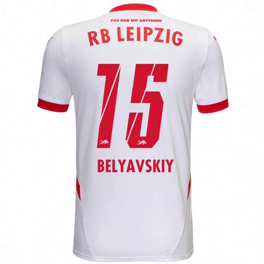 Niño Fútbol Camiseta David Belyavskiy #15 Blanco Rojo 1ª Equipación 2024/25 México