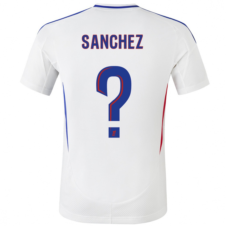 Niño Fútbol Camiseta Florent Sanchez #0 Blanco Azul 1ª Equipación 2024/25 México