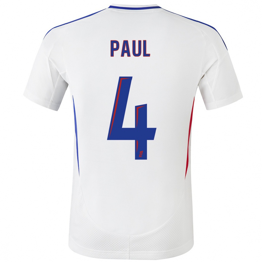 Niño Fútbol Camiseta Paul Akouokou #4 Blanco Azul 1ª Equipación 2024/25 México