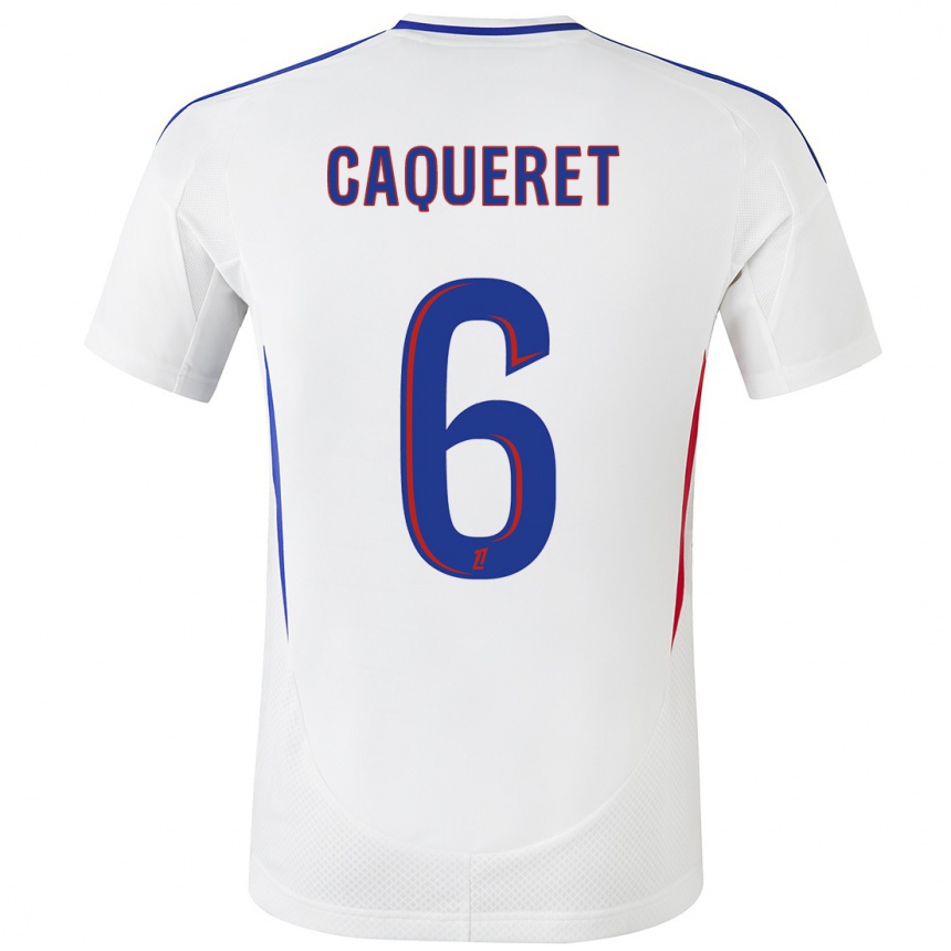 Niño Fútbol Camiseta Maxence Caqueret #6 Blanco Azul 1ª Equipación 2024/25 México