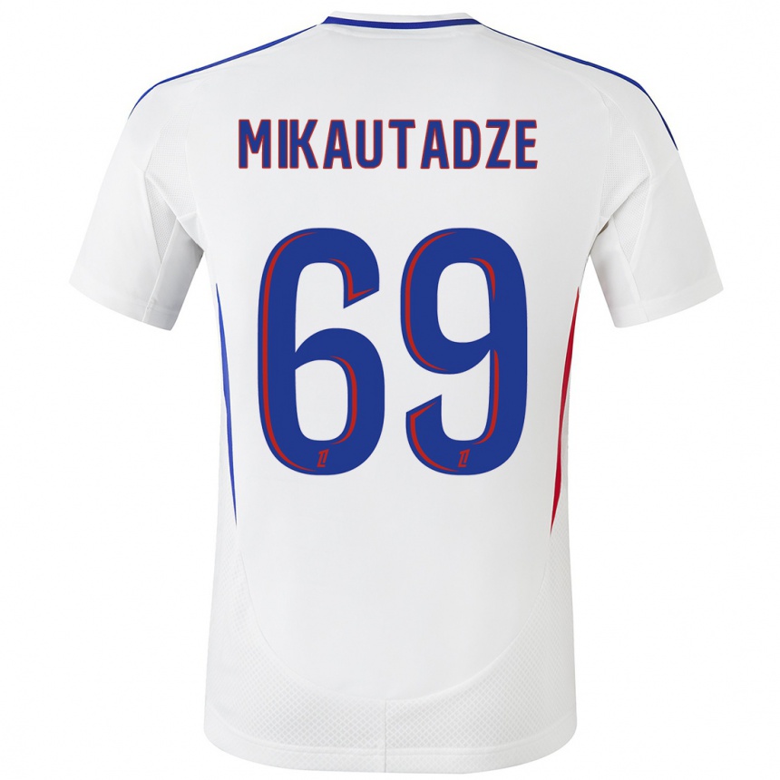 Niño Fútbol Camiseta Georges Mikautadze #69 Blanco Azul 1ª Equipación 2024/25 México