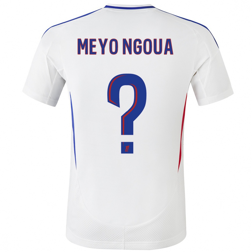 Niño Fútbol Camiseta Bryan Meyo Ngoua #0 Blanco Azul 1ª Equipación 2024/25 México