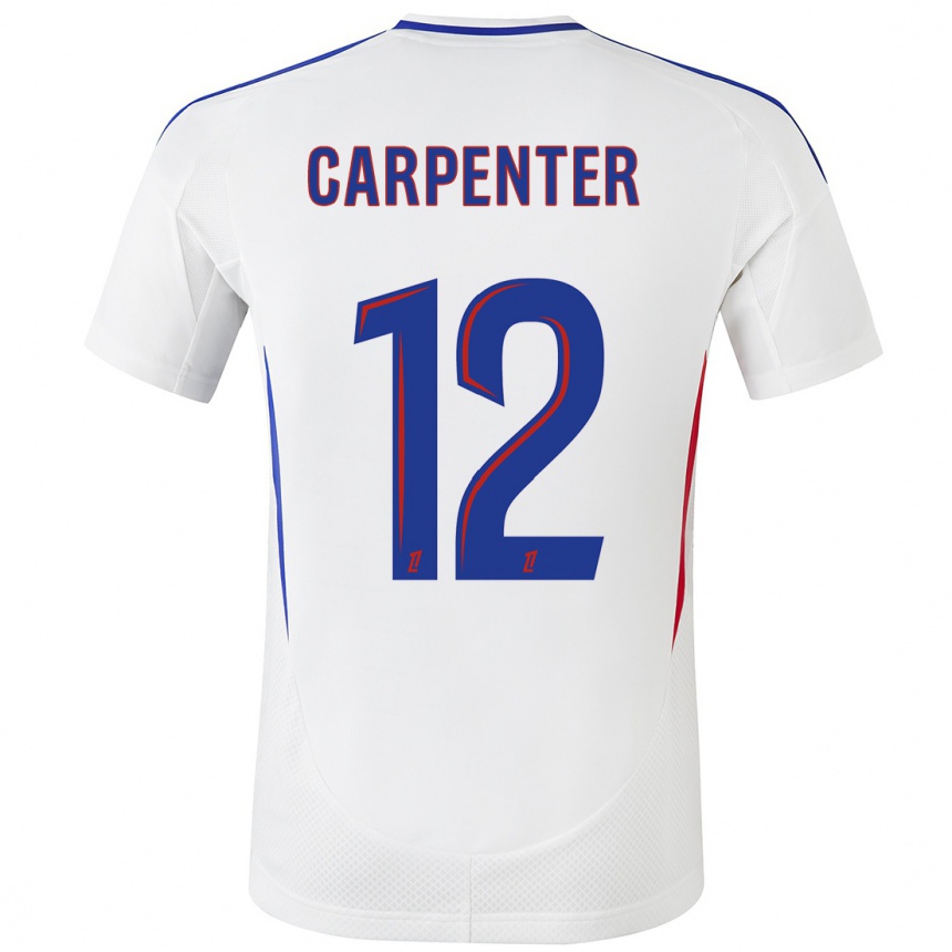 Niño Fútbol Camiseta Ellie Carpenter #12 Blanco Azul 1ª Equipación 2024/25 México