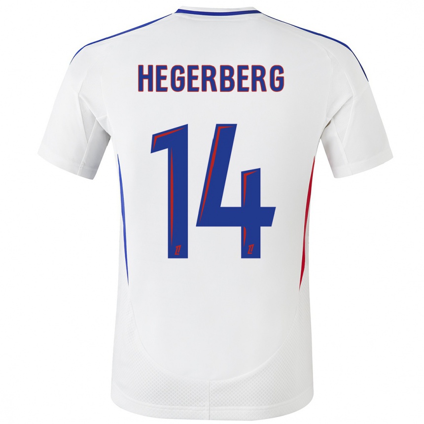 Niño Fútbol Camiseta Ada Hegerberg #14 Blanco Azul 1ª Equipación 2024/25 México