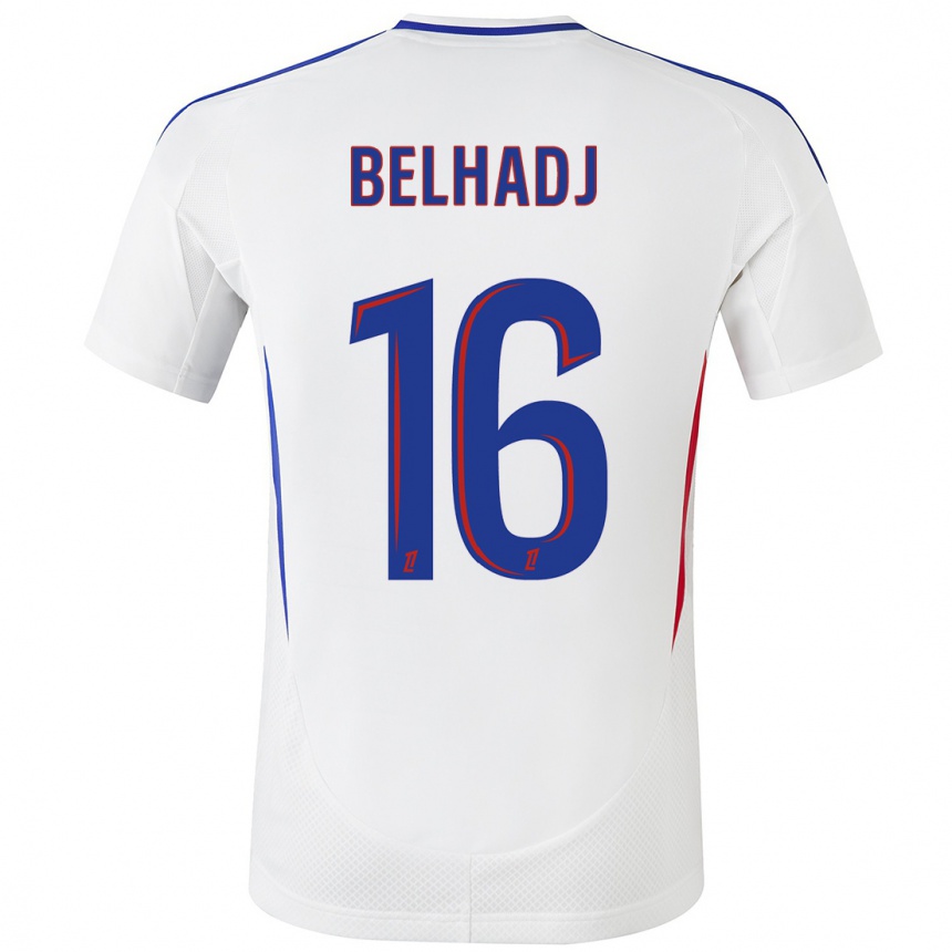 Niño Fútbol Camiseta Féerine Belhadj #16 Blanco Azul 1ª Equipación 2024/25 México