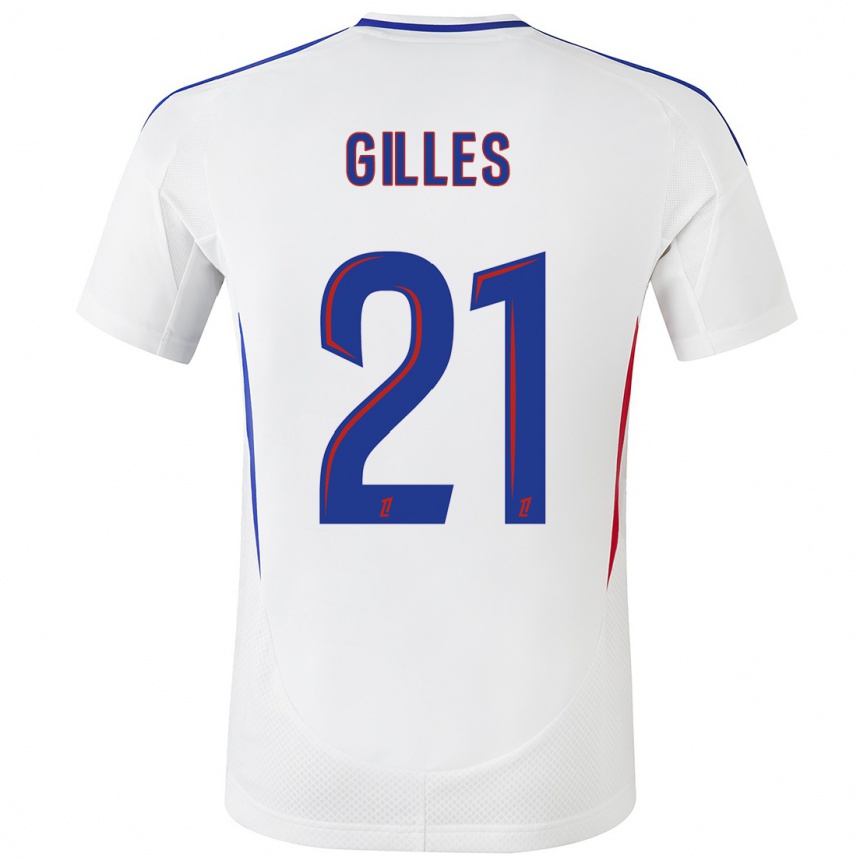 Niño Fútbol Camiseta Vanessa Gilles #21 Blanco Azul 1ª Equipación 2024/25 México