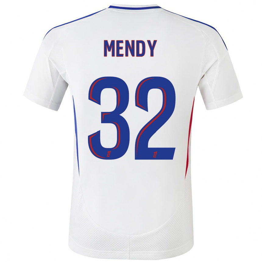 Niño Fútbol Camiseta Maeline Mendy #32 Blanco Azul 1ª Equipación 2024/25 México