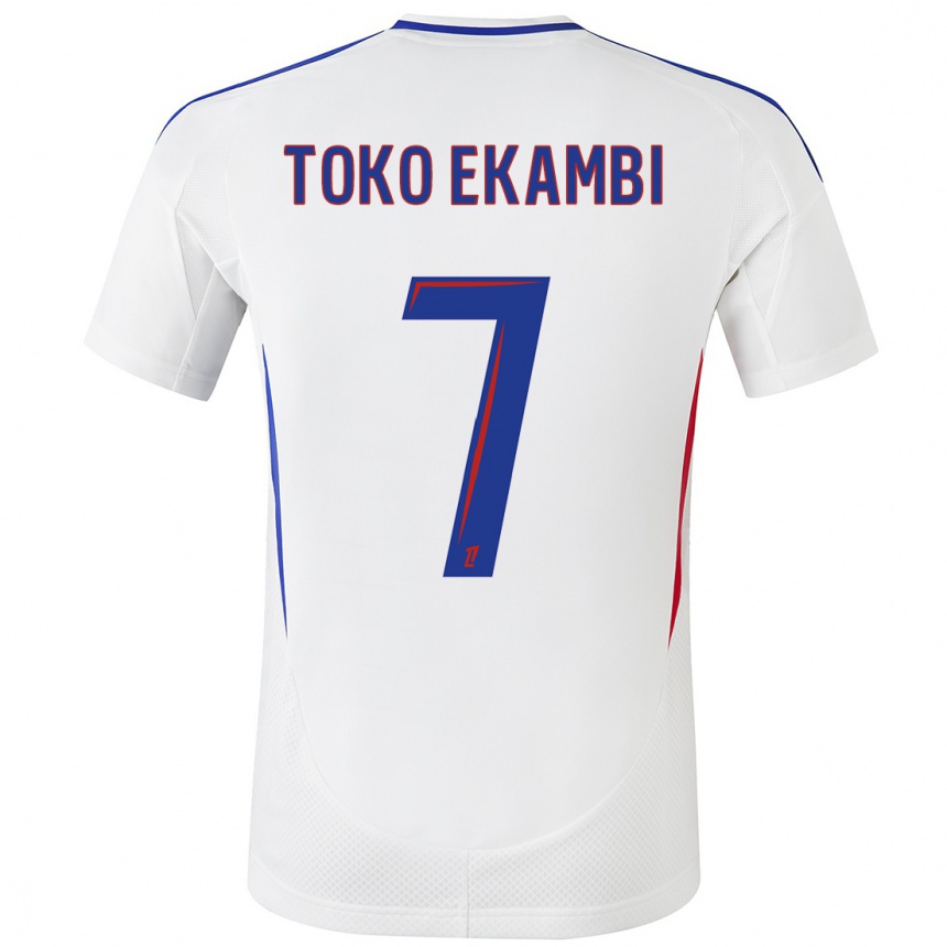 Niño Fútbol Camiseta Karl Toko Ekambi #7 Blanco Azul 1ª Equipación 2024/25 México