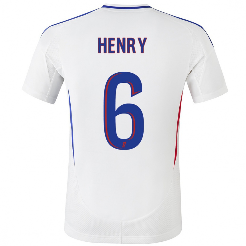 Niño Fútbol Camiseta Amandine Henry #6 Blanco Azul 1ª Equipación 2024/25 México