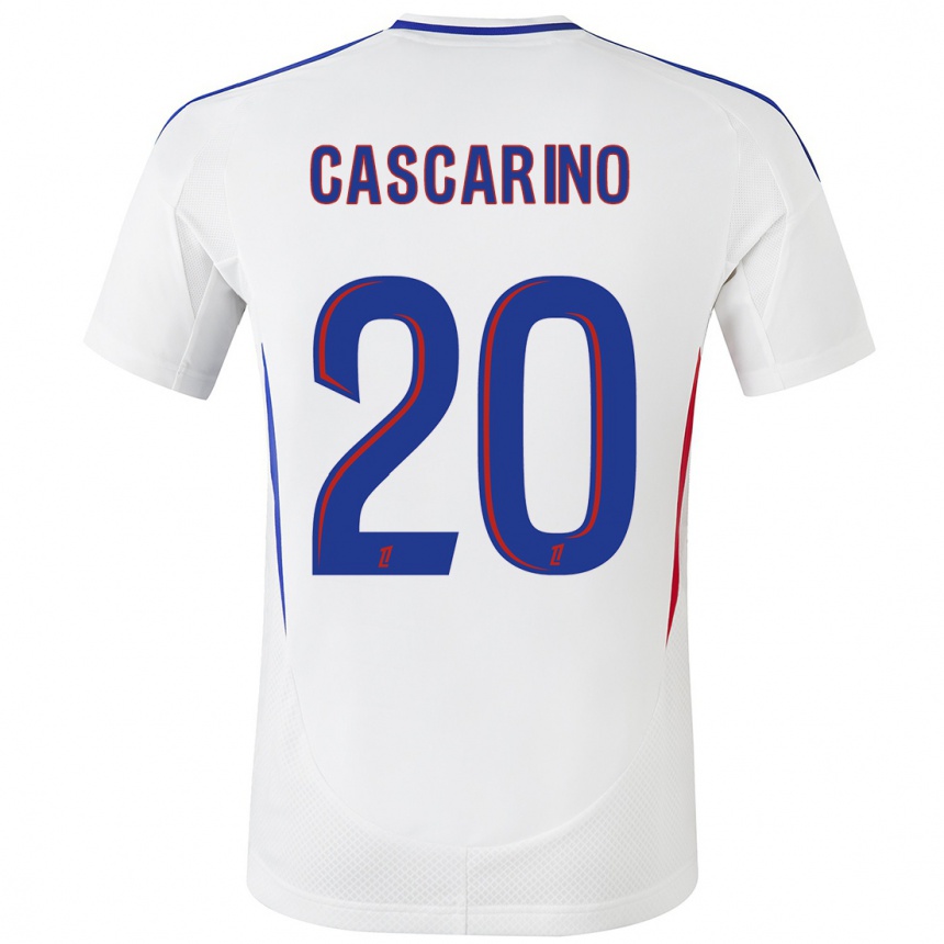 Niño Fútbol Camiseta Delphine Cascarino #20 Blanco Azul 1ª Equipación 2024/25 México