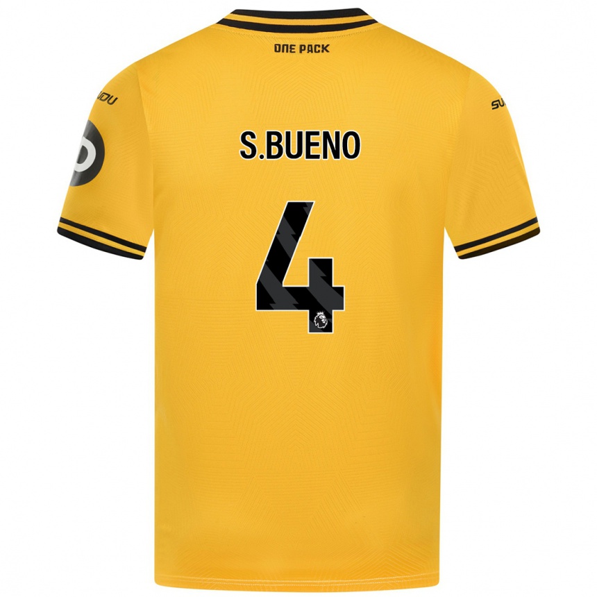 Niño Fútbol Camiseta Santiago Bueno #4 Amarillo 1ª Equipación 2024/25 México