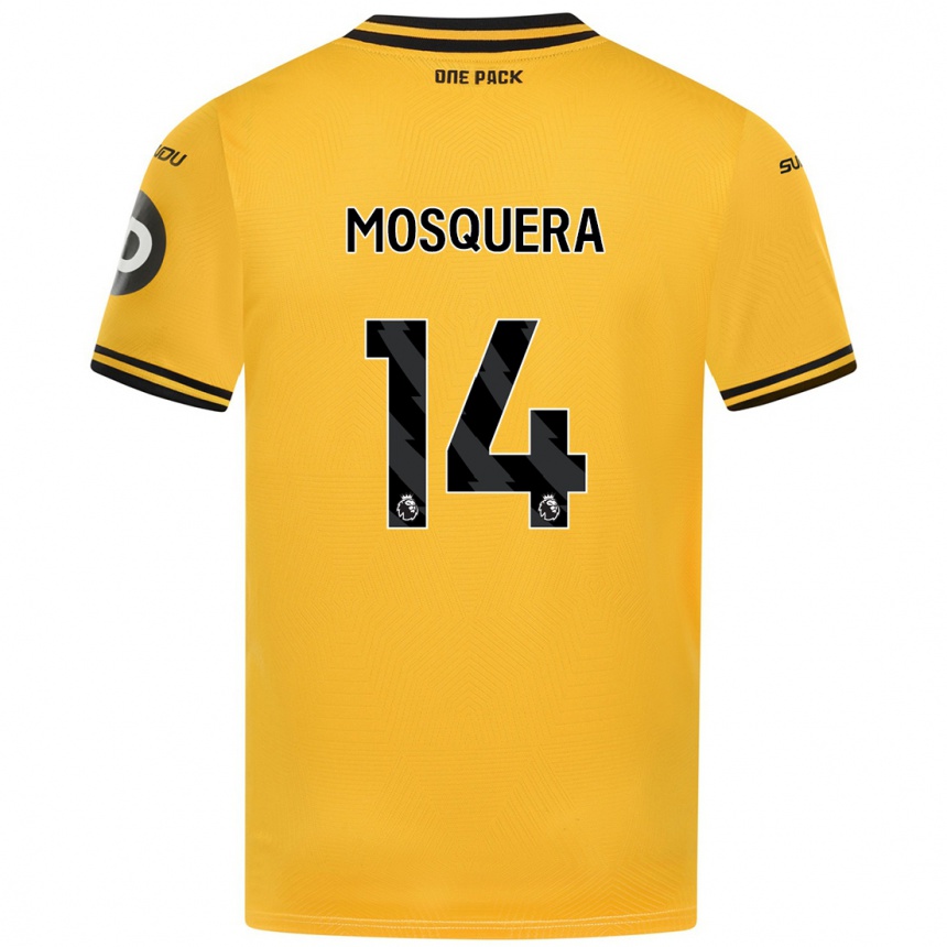 Niño Fútbol Camiseta Yerson Mosquera #14 Amarillo 1ª Equipación 2024/25 México