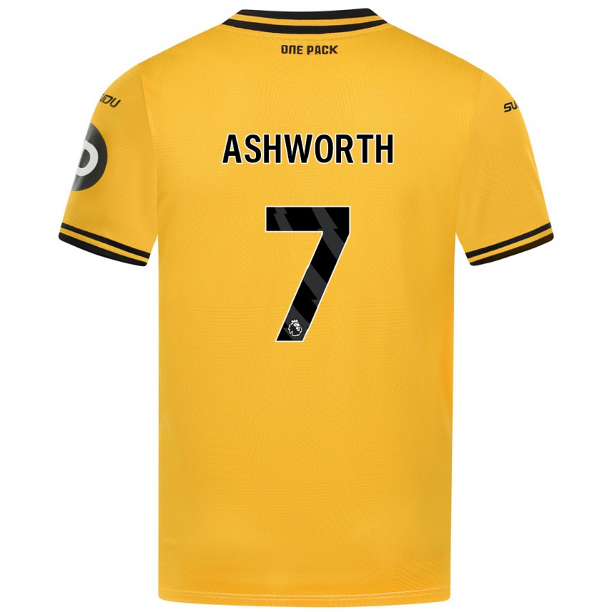 Niño Fútbol Camiseta Fin Ashworth #7 Amarillo 1ª Equipación 2024/25 México