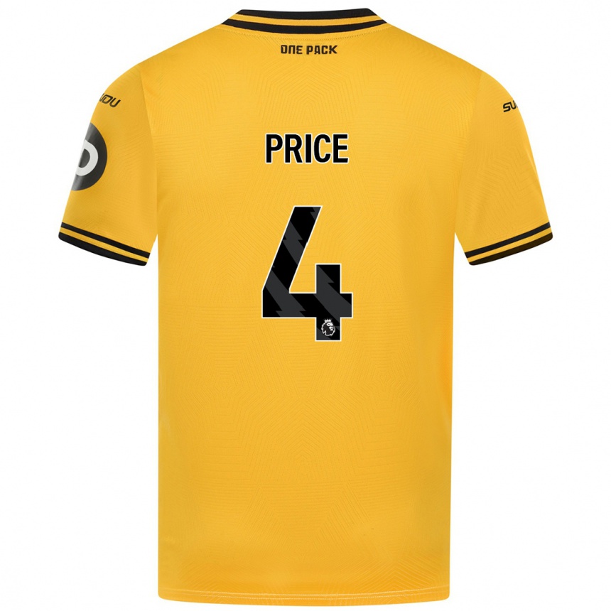 Niño Fútbol Camiseta Anna Price #4 Amarillo 1ª Equipación 2024/25 México