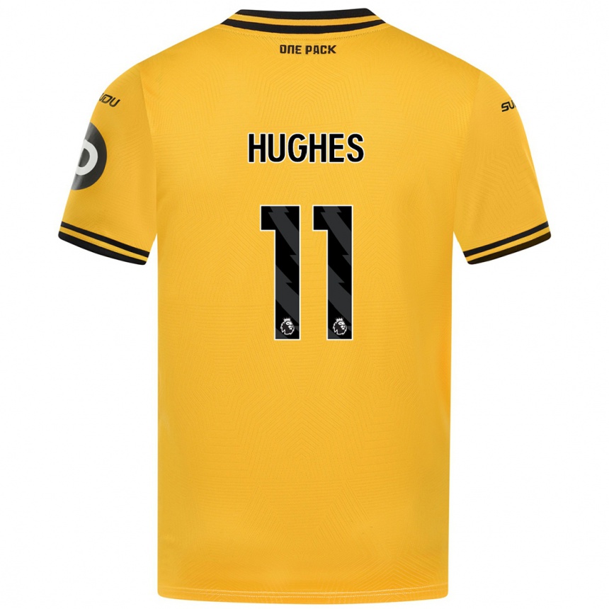 Niño Fútbol Camiseta Amber Hughes #11 Amarillo 1ª Equipación 2024/25 México