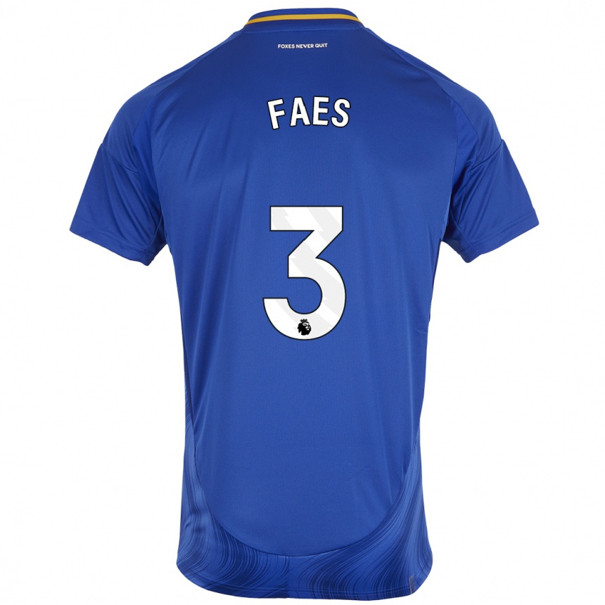 Niño Fútbol Camiseta Wout Faes #3 Azul Blanco 1ª Equipación 2024/25 México