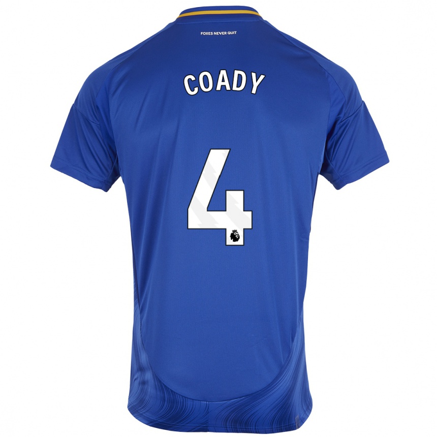 Niño Fútbol Camiseta Conor Coady #4 Azul Blanco 1ª Equipación 2024/25 México