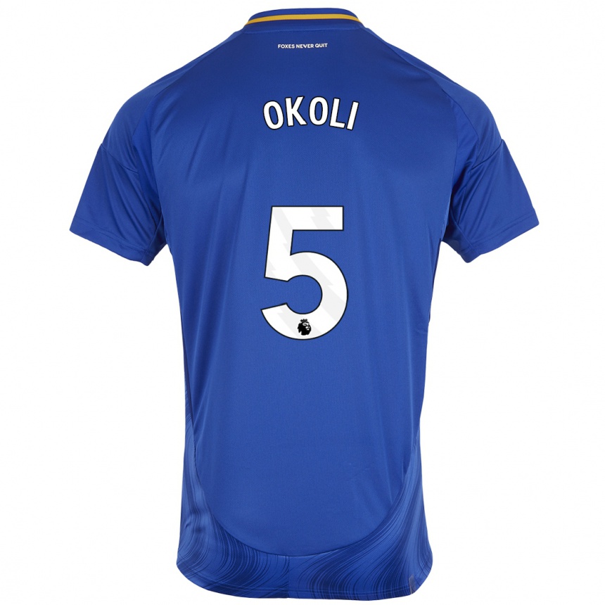 Niño Fútbol Camiseta Caleb Okoli #5 Azul Blanco 1ª Equipación 2024/25 México