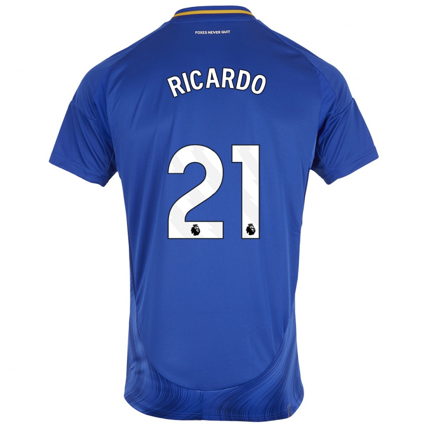 Niño Fútbol Camiseta Ricardo Pereira #21 Azul Blanco 1ª Equipación 2024/25 México