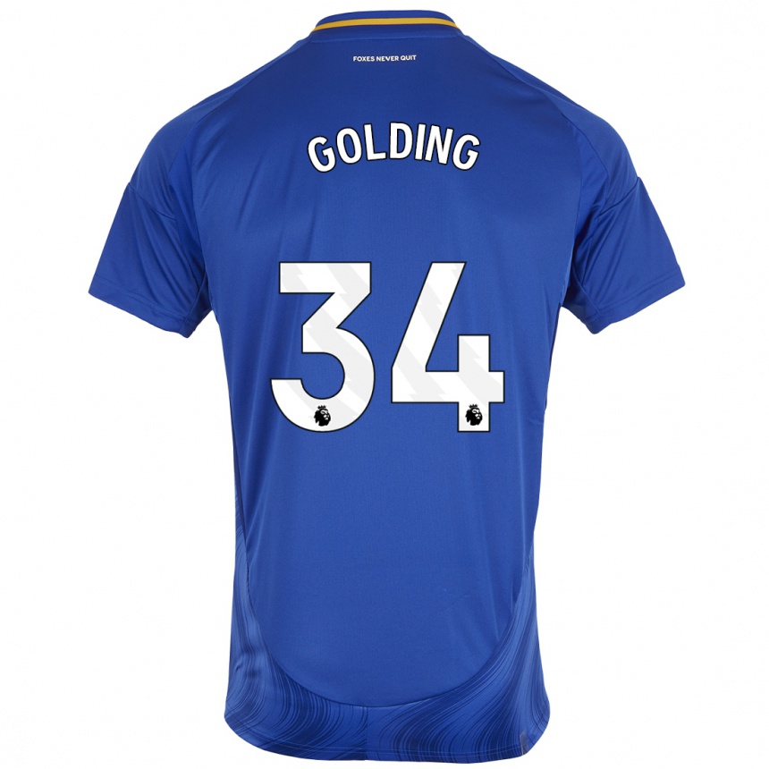 Niño Fútbol Camiseta Michael Golding #34 Azul Blanco 1ª Equipación 2024/25 México